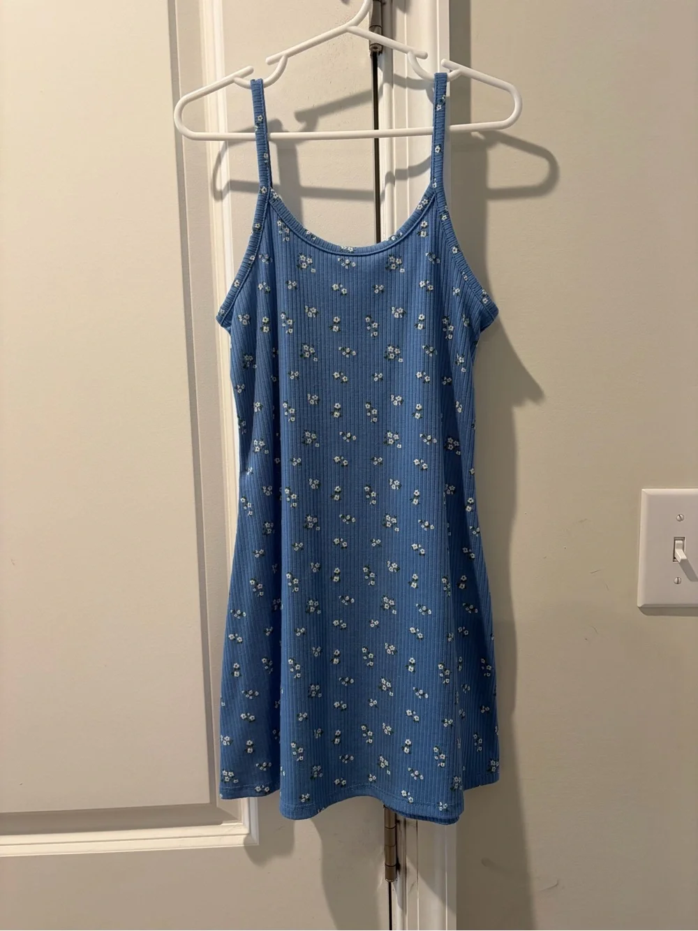 art class Blue Floral Ribbed Tank Dress